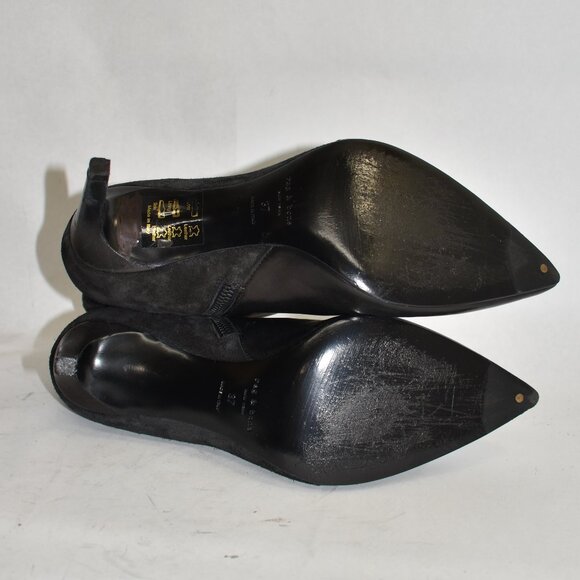 $550 RAG & BONE BEHA BOOTIES BLACK MIX LEATHER SUEDE POINTY HEEL 37  (DC9.5) - Picture 6 of 7